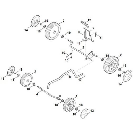 Stihl RMA443.1 C - Chassis, Height Adjustment - Parts Diagram