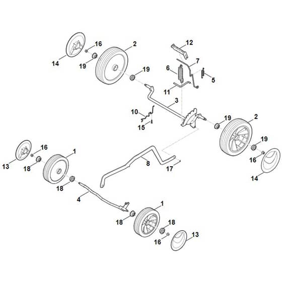 Stihl RMA443.1 - Chassis, Height Adjustment - Parts Diagram