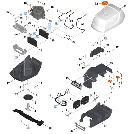 Stihl RMA750.0 V - Engine, Blade - Parts Diagram