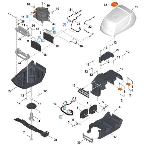 Stihl RMA7.0 RV - Engine, Blade - Parts Diagram