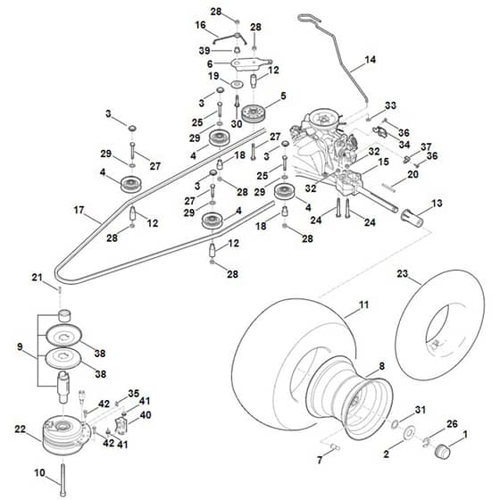 Stihl RT5097.1Z - Gearbox, Rear Wheel, Blade Clutch - Parts Diagram