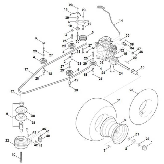 Stihl RT5112.0 Z - Gearbox, Rear Wheel, Blade Clutch - Parts Diagram