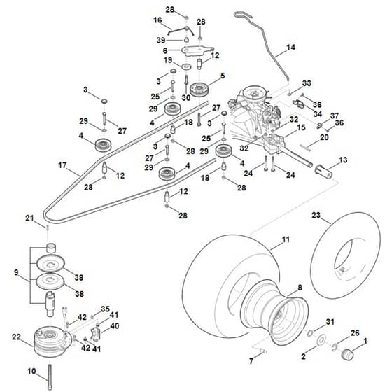 Stihl RT5112.1Z - Gearbox, Rear Wheel, Blade Clutch - Parts Diagram