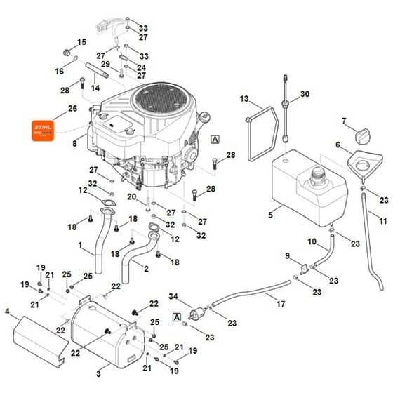 Stihl RT6127.1 ZL - Engine, Tank - Parts Diagram