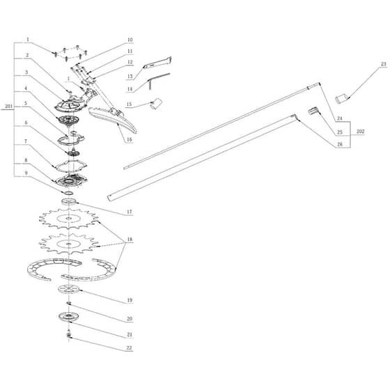EGO RTA2300 - Rotocut Attachment (Jan 2022) Main Assy Diagram