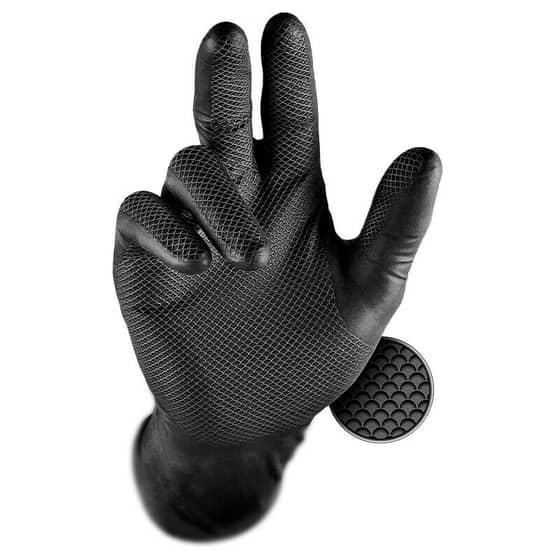 Extra-Heavyweight 6Mil Nitrile with Fishscale Grip Pattern Gloves Medium - Box of 50