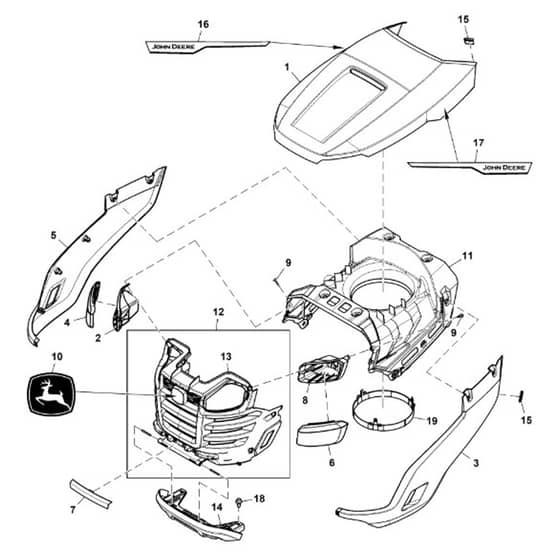 John Deere S100 - PC13988 - Hood - ST1011517