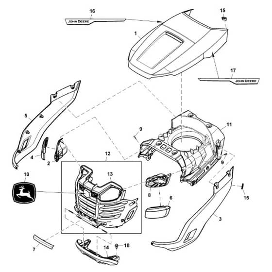 John Deere S120 - PC13990 - Hood - ST1010535