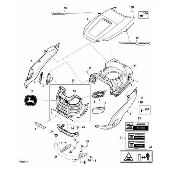 John Deere S170 - PC13995 - Hood - ST1009958