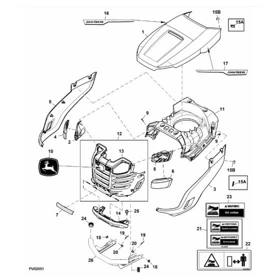 John Deere S220 - PC16003 - Hood - ST1009958