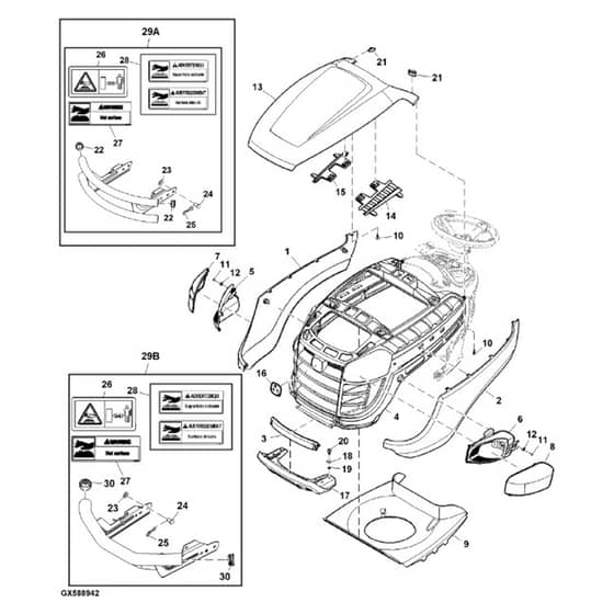 John Deere S240 - PC12357 - Hood Styling ( - 880000) - ST798892