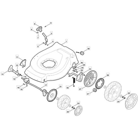 S510 PD BW - 2010 - 299536023/M10 - Mountfield Rotary Mower Deck Diagram