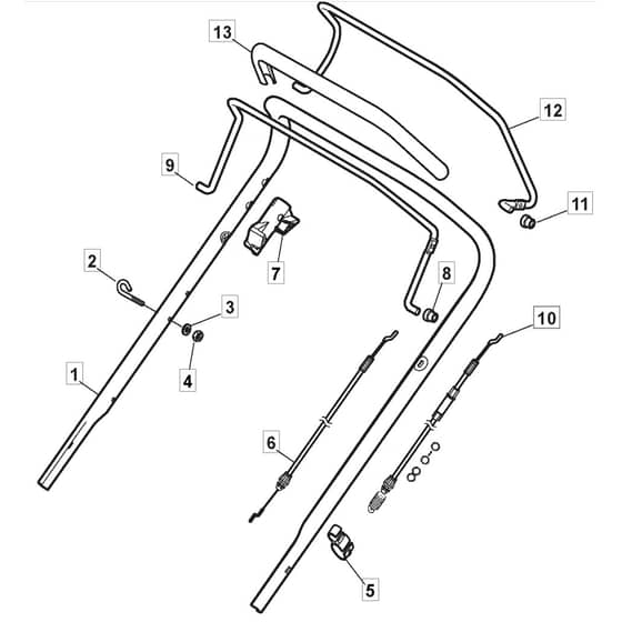 S511 PD - 2010-2011 - 299532043/M10 - Mountfield Rotary Mower Upper Handle Diagram