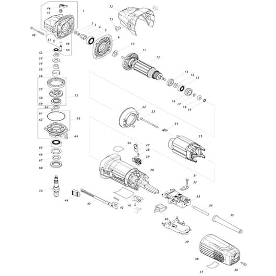 Makita SA5040C - 125mm Angle Sander - Power Tool Diagram