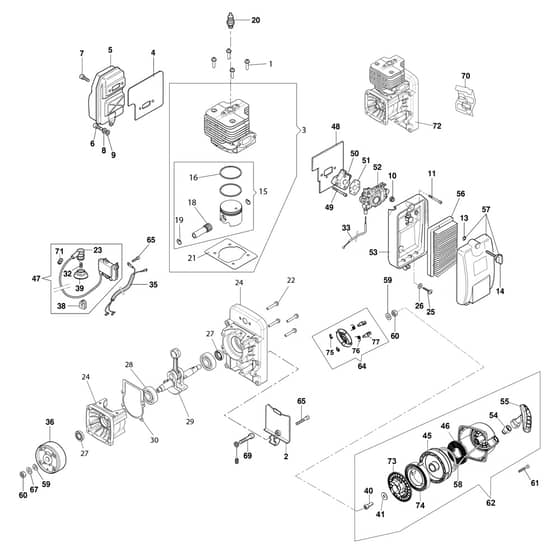 SA 2063 -  - Efco Blower Starter assy and engine (up to 01-2024) Diagram