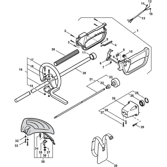 SB 29 - 2009 - 283720002/08 - Stiga Brushcutter Handle Transmission Diagram