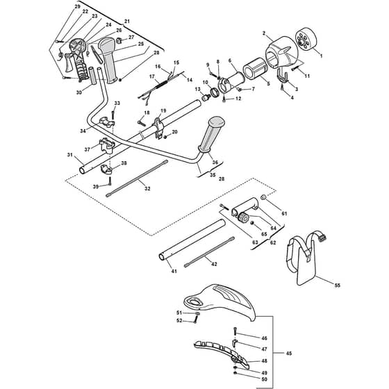 SB 29J - 2006-2007 - 282821102/06 - Stiga Brushcutter Handle Transmission Diagram
