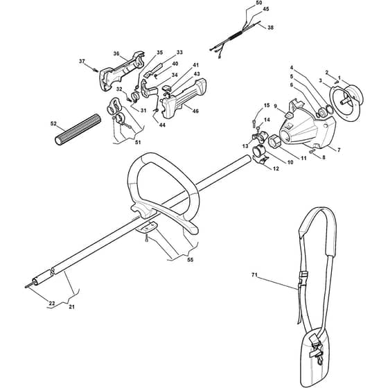SB 33 - 2014-2015 - 280220002/13 - Stiga Brushcutter Handle Transmission Diagram