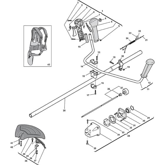 SB 44 DX - 2009 - 281821002/08 - Stiga Brushcutter Handle Transmission Diagram