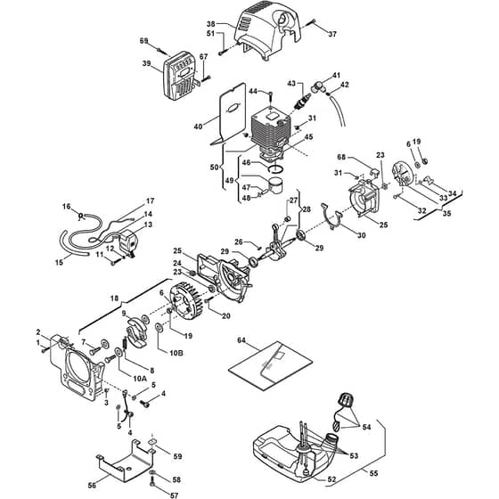 SB 44 P - 2006-2009 - 19-6115-12 - Stiga Brushcutter Engine Diagram