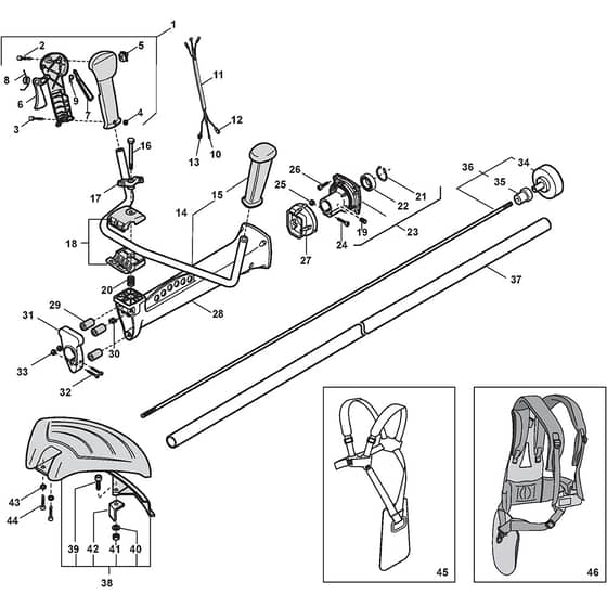 SB 52 P - 2006-2009 - 19-4630-14 - Stiga Brushcutter Handle Transmission Diagram