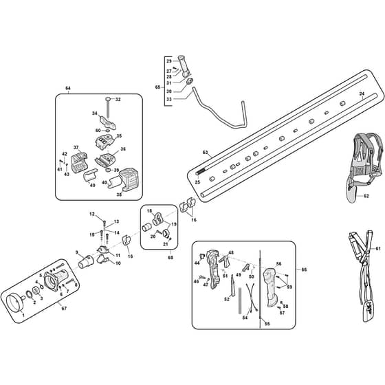 SBC 627 KD - 2014-2019 - 288121002/14 - Stiga Brushcutter Handle Transmission Diagram