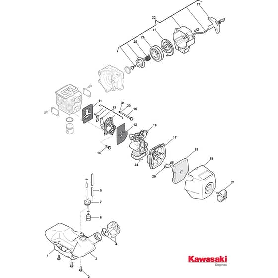 SBC 635 KD - 2014-2019 - 288221002/14 - Stiga Brushcutter Engine 02 Diagram
