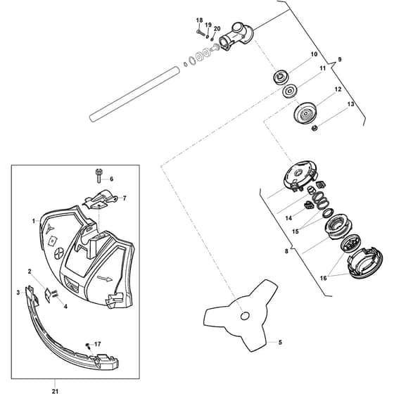 SBC 645 KF - 2018-2019 - 288322002/17 - Stiga Brushcutter Gear Case Diagram