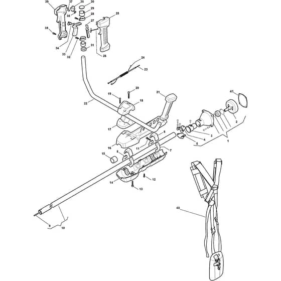SBK 27 D - 2013 - 288121002/13 - Stiga Brushcutter Handle Transmission Diagram