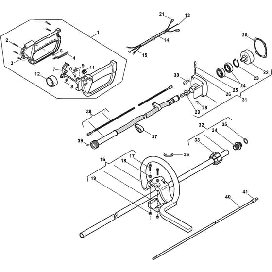 SBK 45 F - 2013 - 288322002/13 - Stiga Brushcutter Handle Transmission Diagram