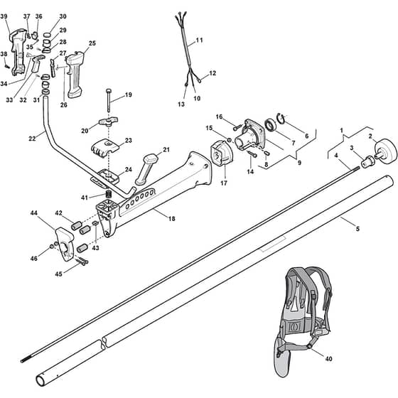 SBK 53 D - 2013 - 288421002/13 - Stiga Brushcutter Handle Transmission Diagram