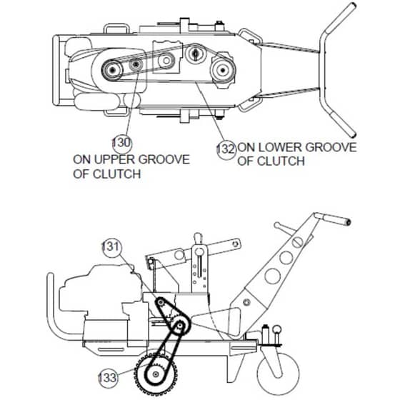 Billy Goat SC180H - Sodcutter Belt & Chain Diagram