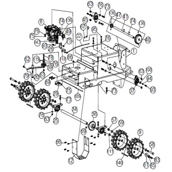 Billy Goat SC180H - Sodcutter Transmission Diagram