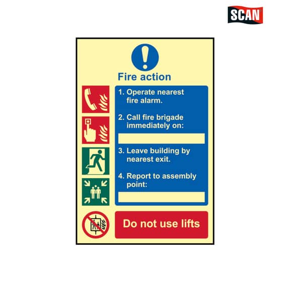 Scan Fire Action Procedure - Photoluminescent 200 x 300mm - 202