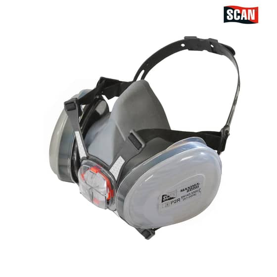 Scan Twin Half Mask Respirator + P2 Dust Filter Cartridges - BHT383-0L5-864 - F8-002