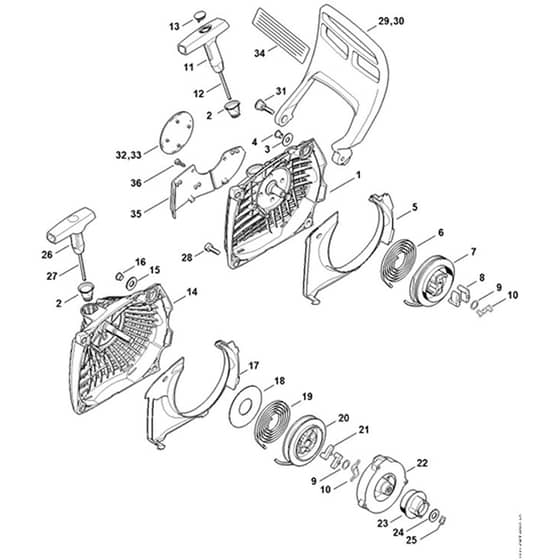 Genuine Stihl MS261 / G - Rewind starter, Hand guard