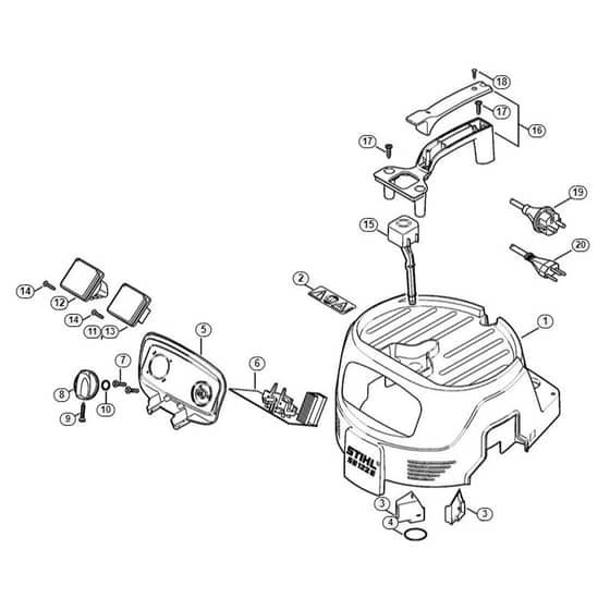 Genuine Stihl SE122 E / B - SE 122 E: Machine cover, Connecting cable