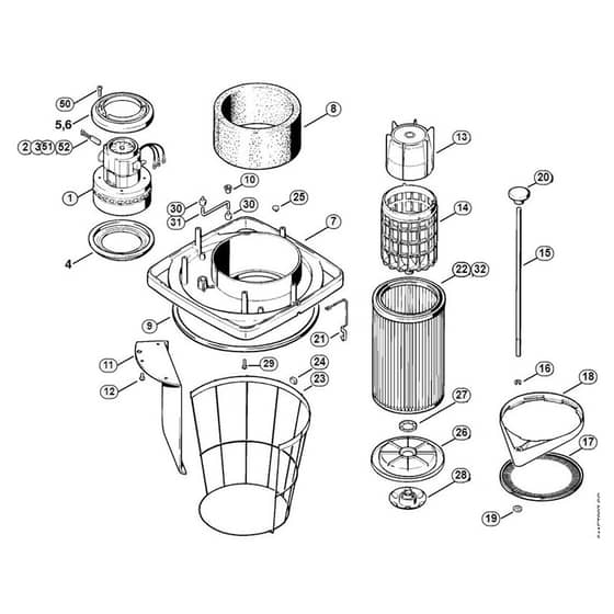Genuine Stihl SE202 / D - SE 200, 201, 202: Electric Motor, Filter