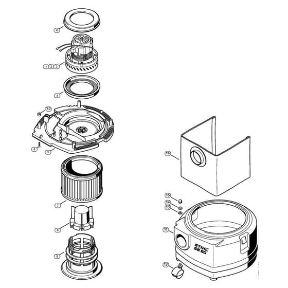 Genuine Stihl SE60 C / C - Electric Motor, Filter, Container