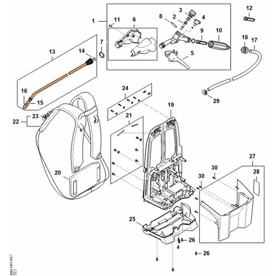 Stihl SGA85.0 - Spray Gun With Pressure Gauge, Harness - Parts Diagram