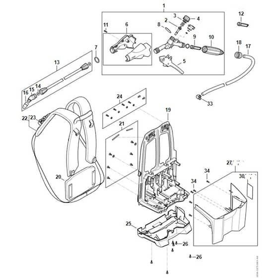 Stihl SGA85 - Spray Gun With Pressure Gauge, Harness - Parts Diagram