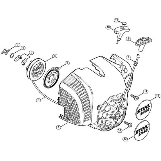 Genuine Stihl SH86 / G - Rewind starter