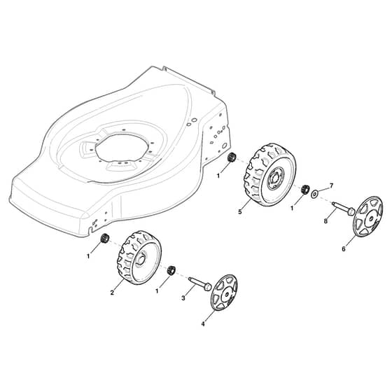 SH 1200/SN - 2012-2013 - 299264631/SIB - Castel Garden Rotary Mower Wheels and Hub Caps 02 Diagram
