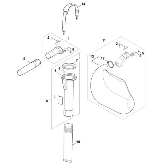 Stihl SHA56 - Vacuum Attachment - Parts Diagram