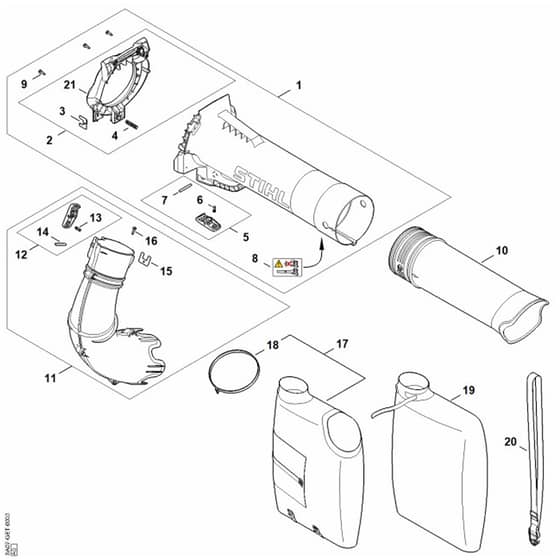 Stihl SHA 140 - Vacuum Attachment - Parts Diagram