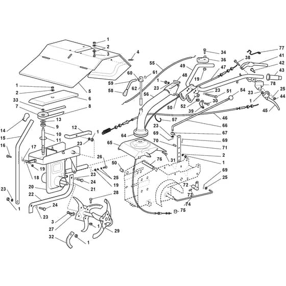 Silex 95 H - 2010-2025 - 219510032/10 - Stiga Tiller Handle Diagram