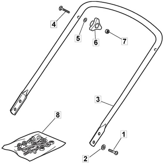 SL464 - HP454 - 2013 - 299174643/BQ - Mountfield Rotary Mower Lower Handle Diagram
