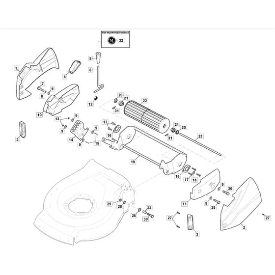 SP160 R - 2021-2023 - 299439043/MC - Mountfield Rotary Mower Roller Assembly Diagram