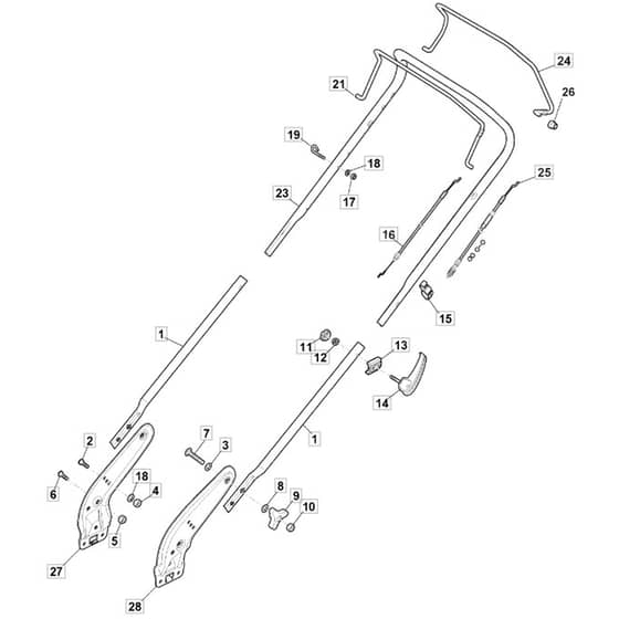 SP160 R - 2021-2023 - 299439043/MC - Mountfield Rotary Mower Upper Handle Diagram