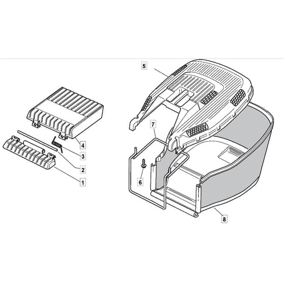 SP185 - 2017-2019 - 299264623/WX - Mountfield Rotary Mower Grass Bag Diagram